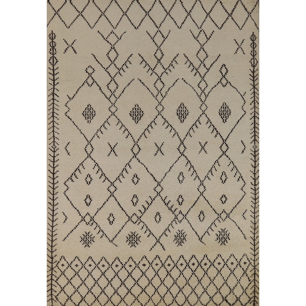 Trellis Moroccan Indian Area Rug Hand-Knotted Wool Carpet - 5'5" x 7'9"