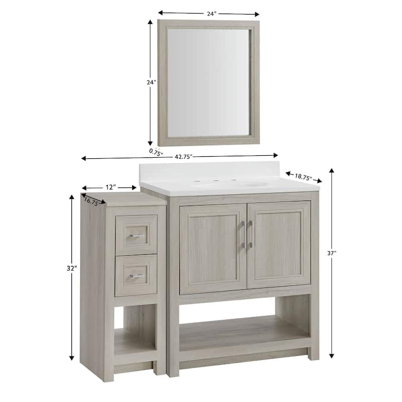 Blakely Vanity with Mirror and 12-inch Side Cabinet