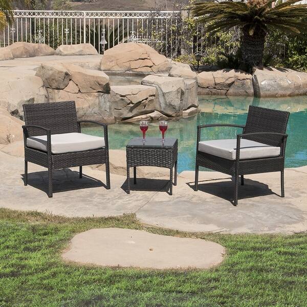 Shop Belleze 3 Pc Rattan Patio Furniture Set Wicker Garden Lawn