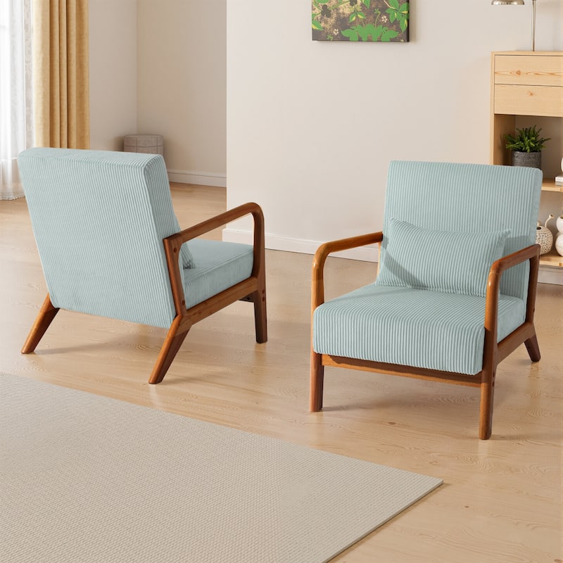 Set of 2 Mid-Century Upholstered Accent Chair with Cushion