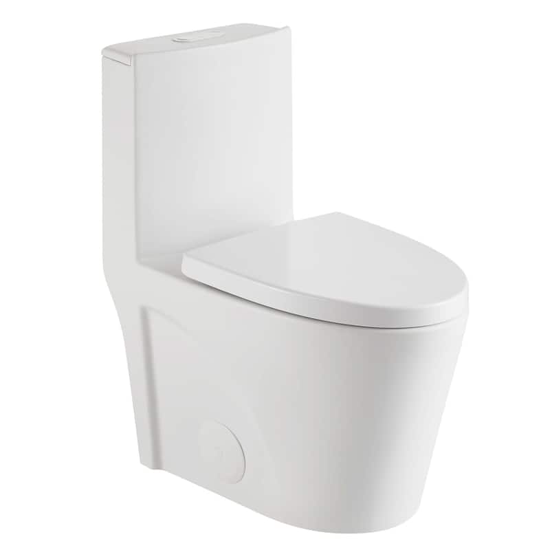 Fine Fixtures Dual-Flush Elongated One-Piece Toilet with High Efficiency Flush - White Matte
