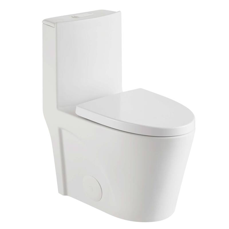Fine Fixtures Dual-Flush Elongated One-Piece Toilet with High Efficiency Flush - White Matte