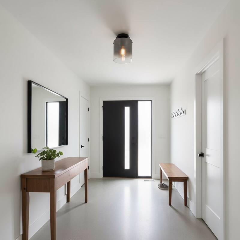 Artcraft Henley - 1-Light Flush Mount - Smoke Glass/Satin Black - Satin Black & Smoke Glass