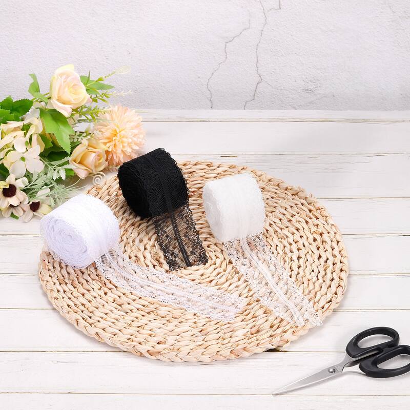 1.6 Inch Wide 11 Yard Lace Ribbon Light White Lace Trim Ribbon - Light White