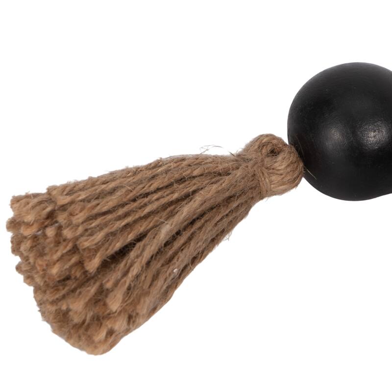 Sagebrook Home 32" Wooden Large Bead Garland with Tassels - Contemporary Mango Wood