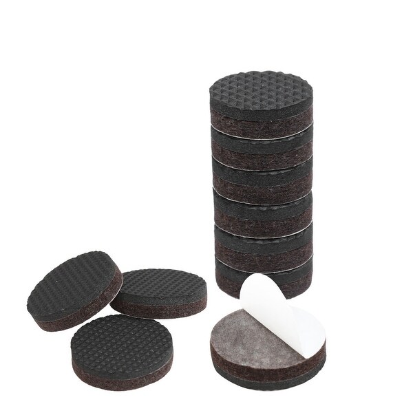 Furniture Felt Pads Grippers Round 1 Inch Self Stick Anti-slip Brown 10pcs