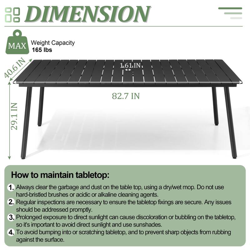 Outdoor 7 PC- Patio Rectangular Aluminum Dining Table Set with Umbrella Hole with Rattan Chair