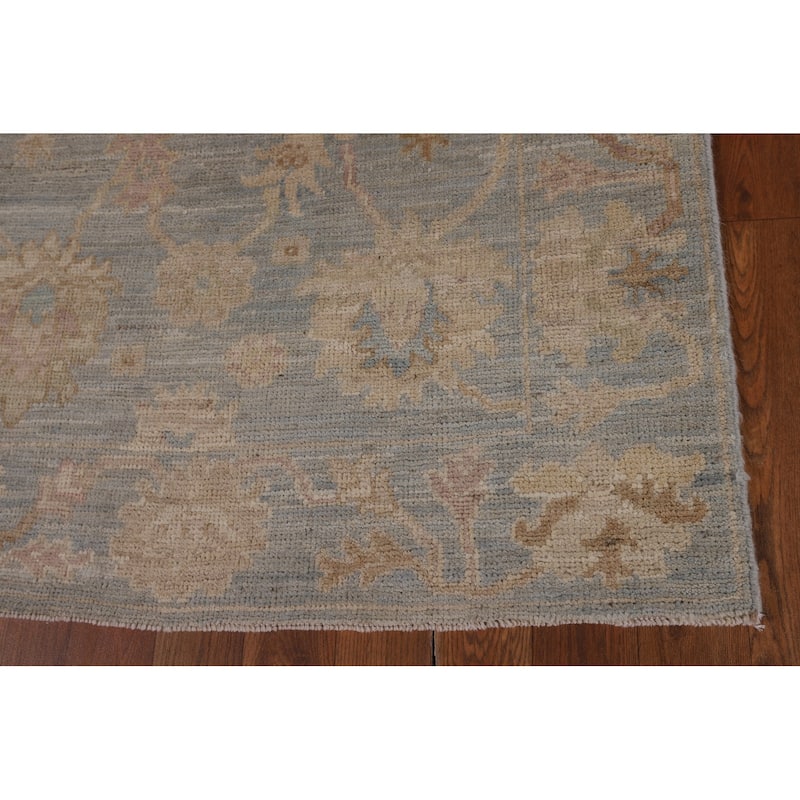 Vegetable Dye Oushak Turkish Runner Rug Handmade Floral Wool Carpet - 3'1"x 11'6"