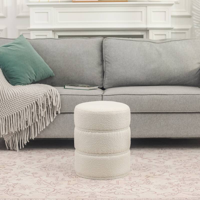 Adeco Round Ottoman 17.9" Height Footrest Vanity Stool