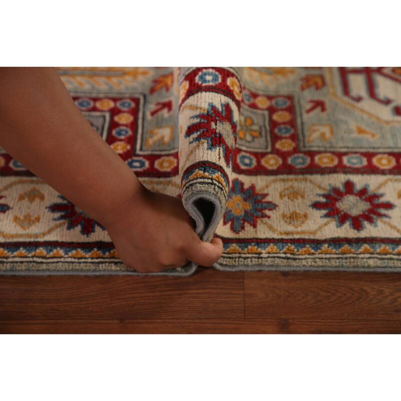 Traditional Blue Kazak Runner Rug Hand-Knotted Oriental Wool Carpet - 2'6" x 13'5"