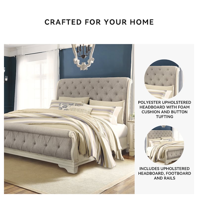Signature Design by Ashley Realyn White/Gray Sleigh Bed