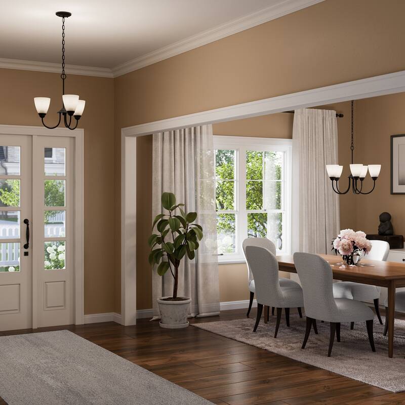 Kichler Lighting Jolie 3-Light Mini Chandelier with Satin Etched Glass in Black