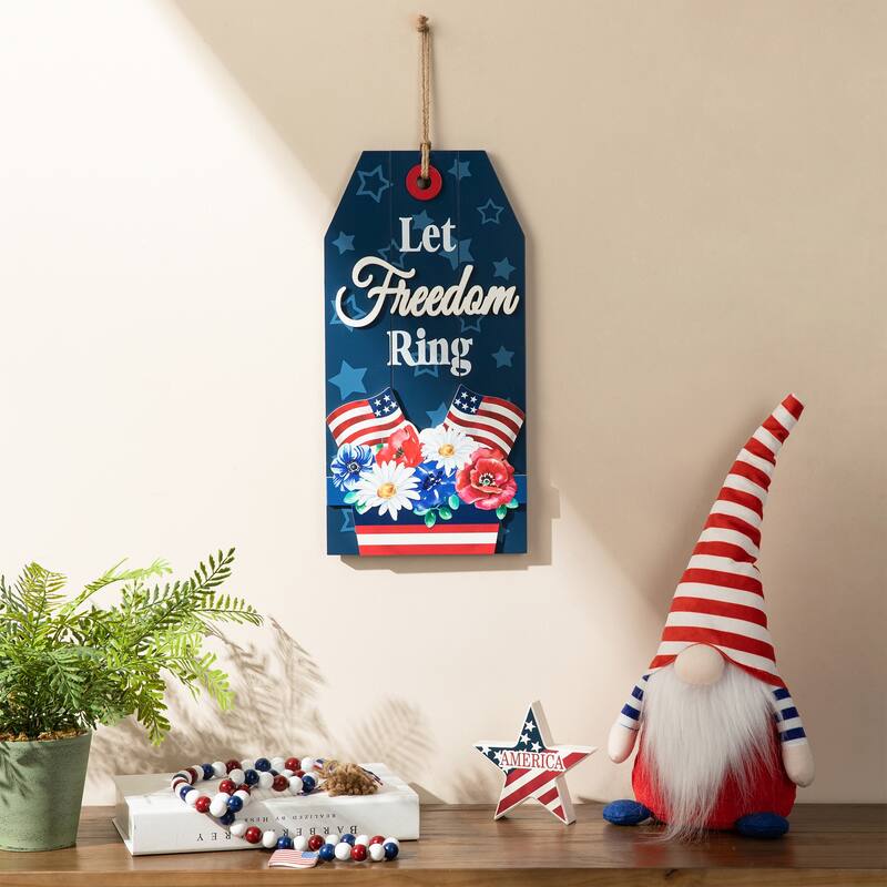 Glitzhome Patriotic/Americana Wooden Flag Sign Door Hangers Decor