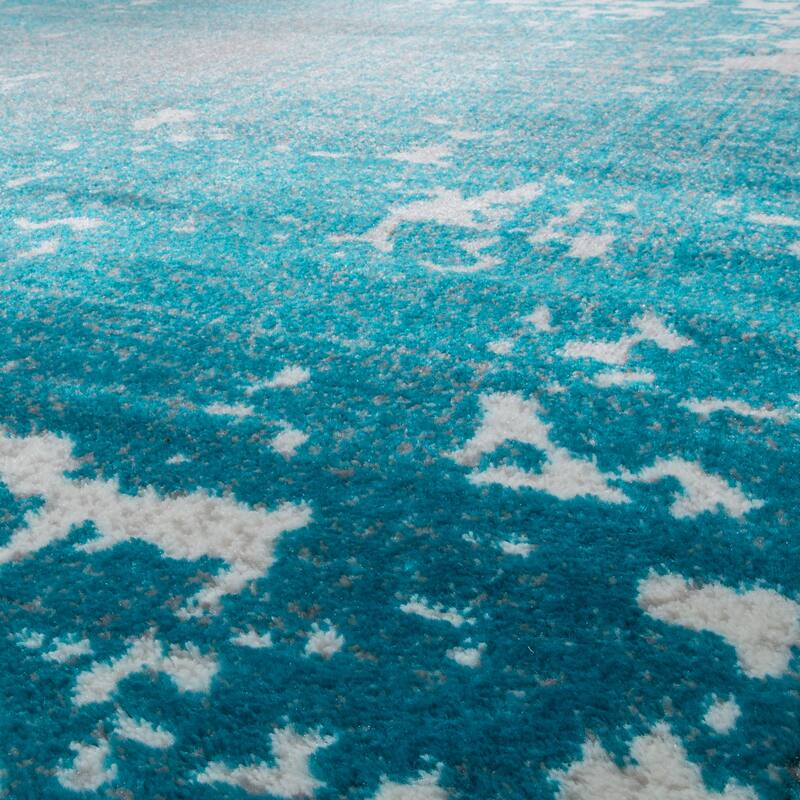 Area Rug Abstract Splash Pattern Used Look in Turquiose Cream