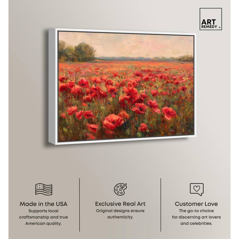 Sea of Red Poppies II Canvas by Art Remedy