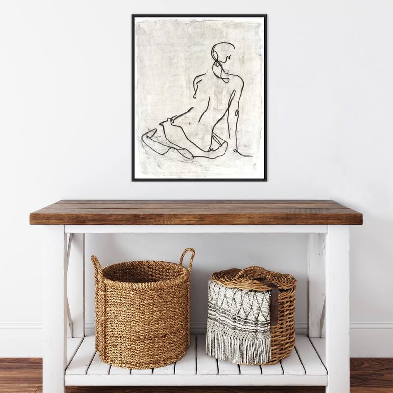 Embellished Gestural Contour I Framed Canvas Wall Art Print