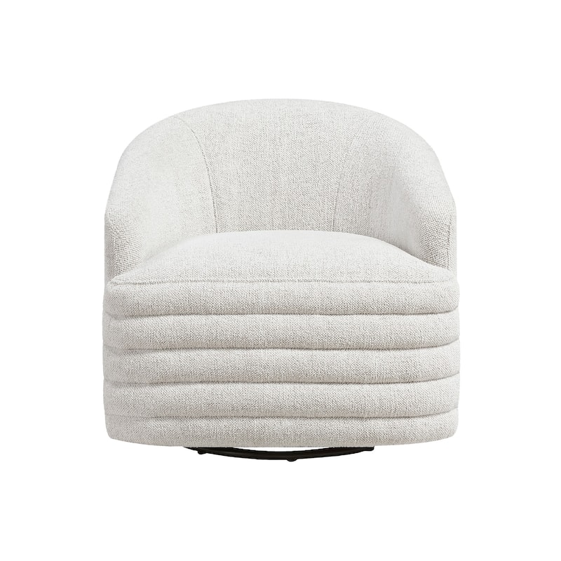 Vinn Swivel Accent Armchair, Barrel Design, Beige Chenille Fabric