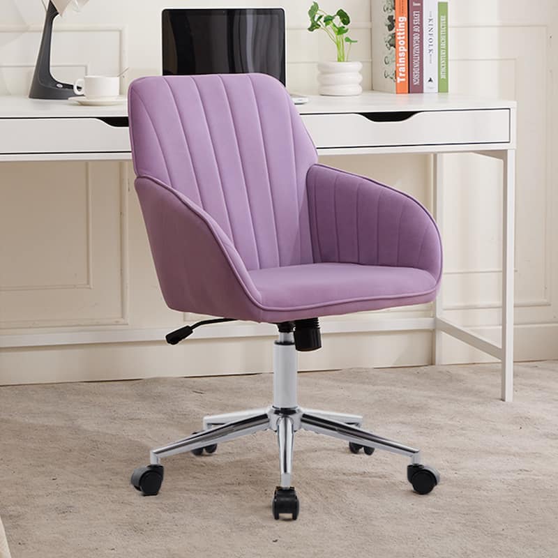 Adjustable Office Chair, Home Bedroom, Ergonomic Swivel Chair, Backrest Seat, Comfortable for Long Sitting - Lilac