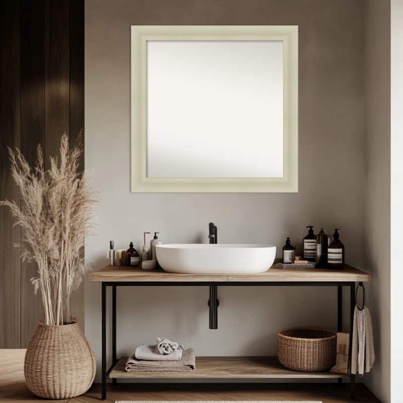 Oliver Non-Beveled Wood Framed Bathroom Vanity Wall Mirror