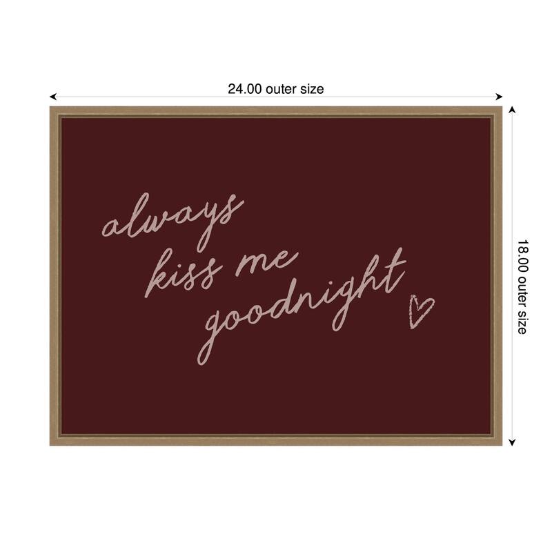Kate and Laurel Always Kiss Me Goodnight by Lucky Guava Framed Canvas Wall Art Print