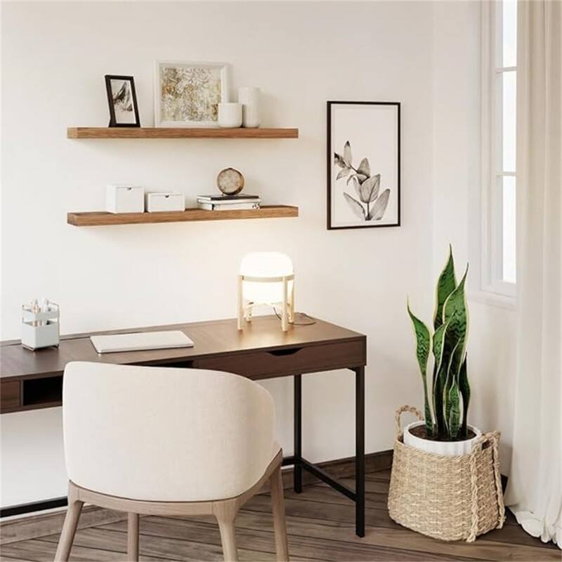 Floating Wall Shelves Set of 2 - Functional & Rustic Wooden Shelves - 5.5"D x 36"W x 1.5"H