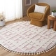 preview thumbnail 65 of 122, SAFAVIEH Moroccan Tassel Shag Kobi 2-inch Thick Rug 3' Round - Ivory/Pink - Round