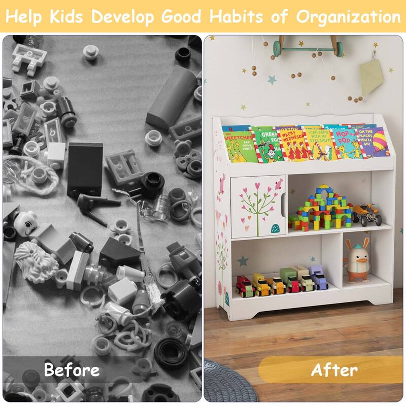 Costway Toy Storage Organizer 3-In-1 Kids Toy Shelf with Book Shelf, - See Details