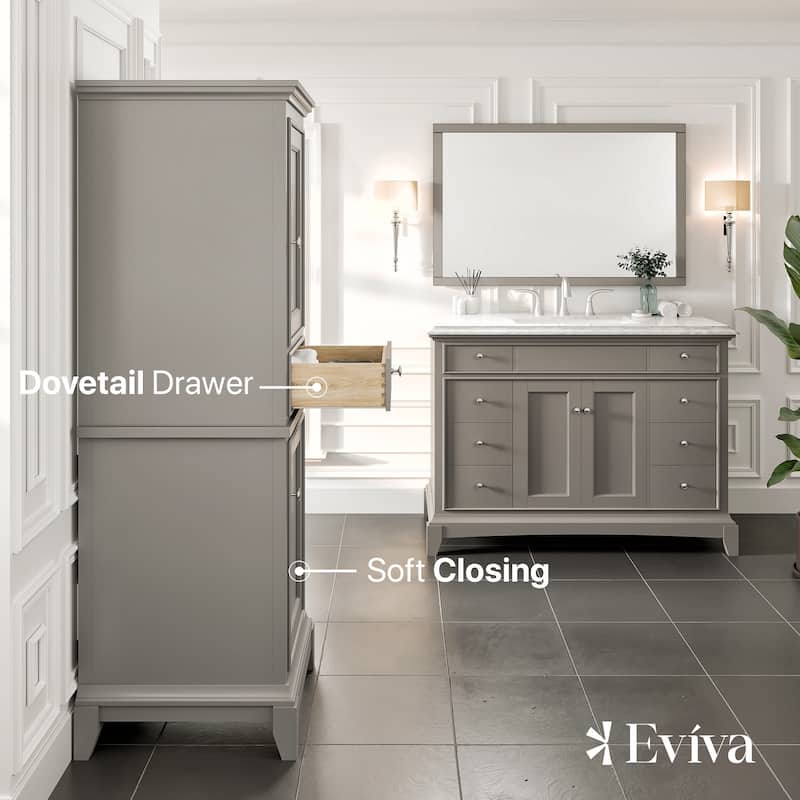 Eviva Elite Stamford 24" Gray Freestanding Linen Cabinet