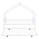 preview thumbnail 19 of 47, Twin Size Metal House Bed with Trundle and Roof for Kids' Rooms