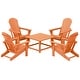 preview thumbnail 1 of 12, Laguna Outdoor 5-Piece Adirondack Chair With Square Coffee Table Conversation Set Orange