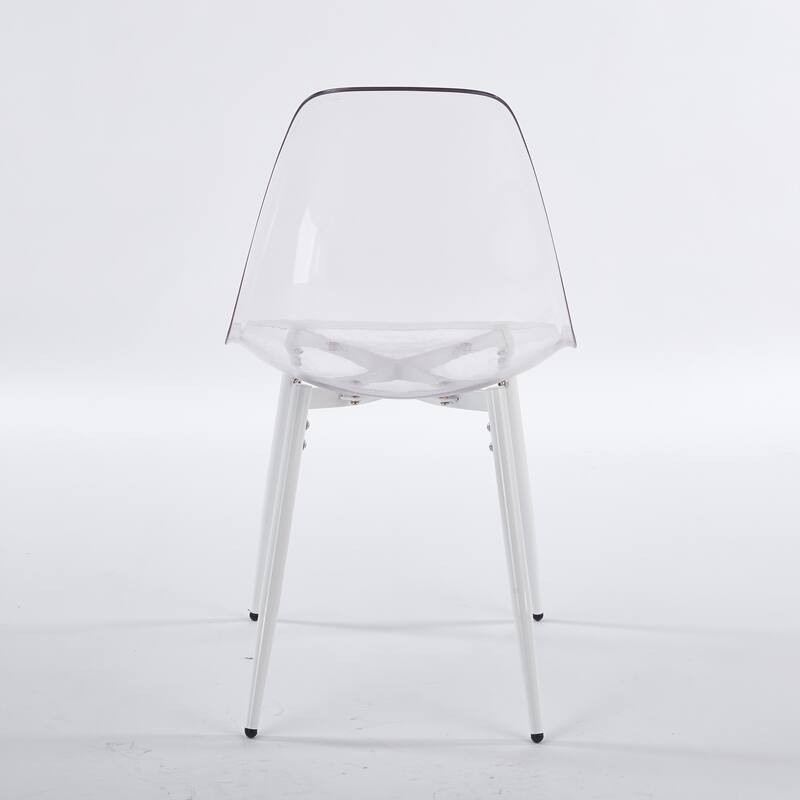 Transparent Shell Dining Chairs, Metal Legs Modern Design, Set of 4