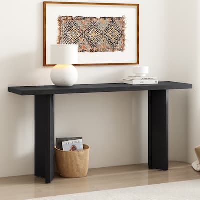 Modern Console Table Sofa Table with Pine Veneer and Geometric Legs Long Entryway Table Hallway Tables for Living Room