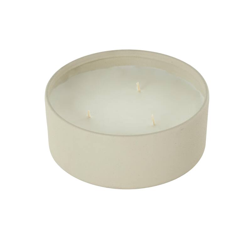 Beige, Black or Cream Metal Scented Textured 22oz 3 Wick Decorative Candle with White Wax