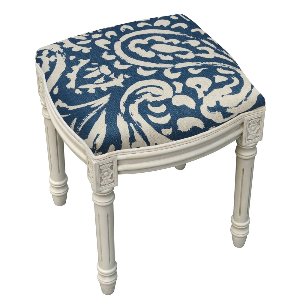 Paisley Antique White Finished Vanity Stool