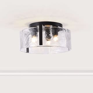 Laia Round 3-Light Textured Glass Panels Flush Mount