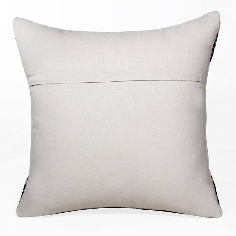 Handwoven Diamond Bordered Square Throw Pillow Cover - 20" - Green and White