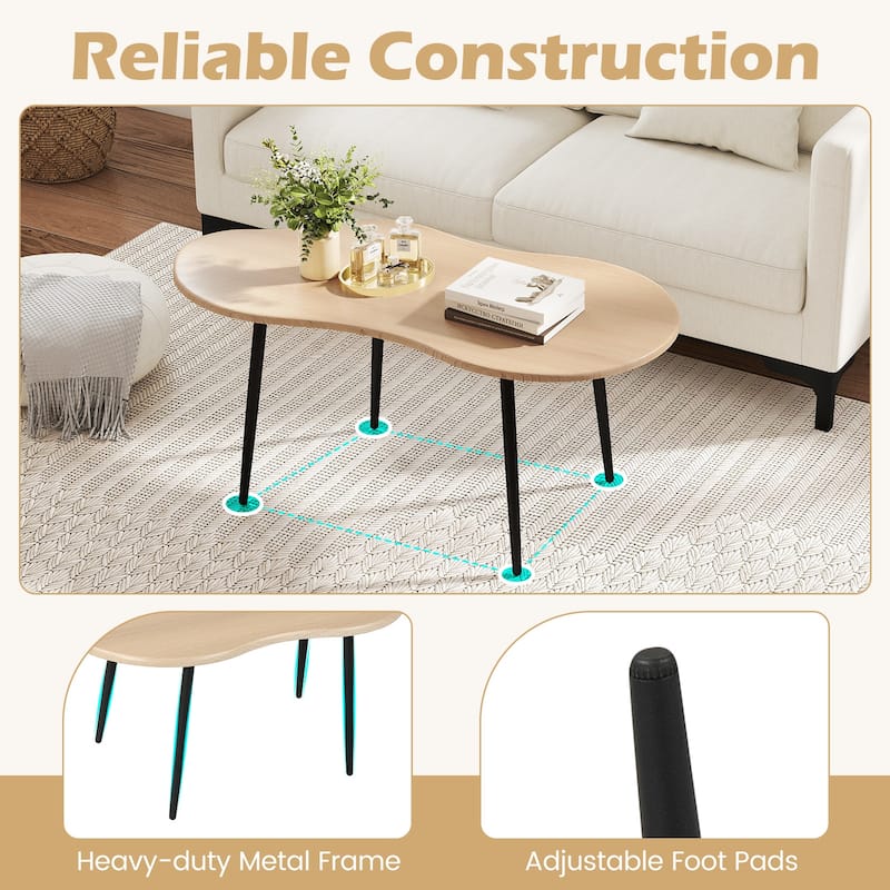Gymax Cloud Shape Coffee TableIrregular Center Table w/ Metal