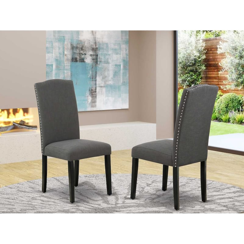 Linen Fabric Parsons Chairs - Set of 2 - Modern Dining Room Accent Chairs