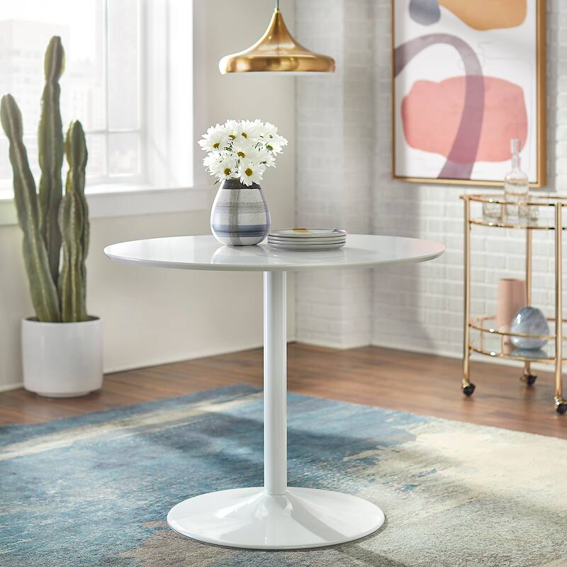 Carson Carrington Klemens Round Dining Table - All White