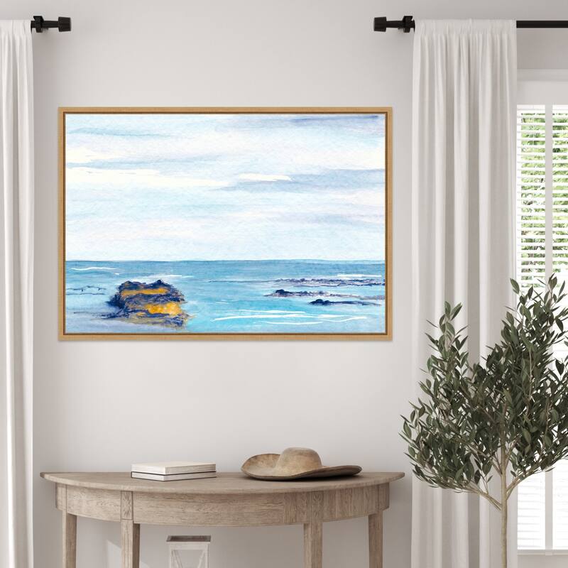 Tranquil Seascape with Rocks by Danushka Abeygoda Framed Canvas Wall Art Print