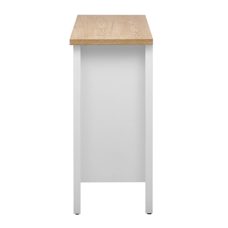 Retro TV Stand for TV up to 43 Inches with 3 Cabinets & Glass Doors - 47.2" D x 13.9" W x 30" H