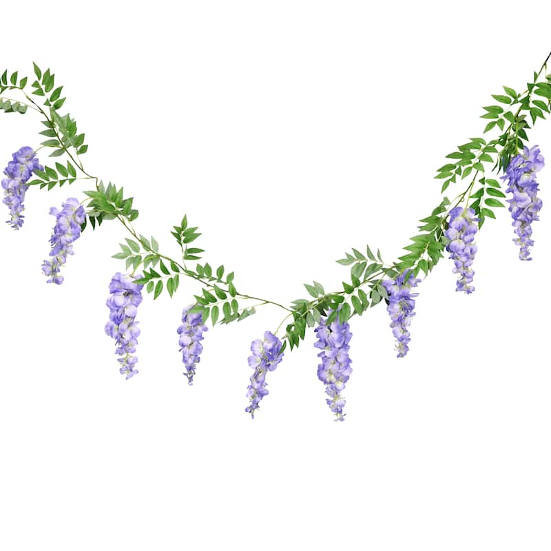 Set of 2 Purple Artificial Wisteria Flower Garland Hanging VIne 6ft - 72" L x 6" W x 6" DP - Purple - 72" L x 6" W x 6" DP