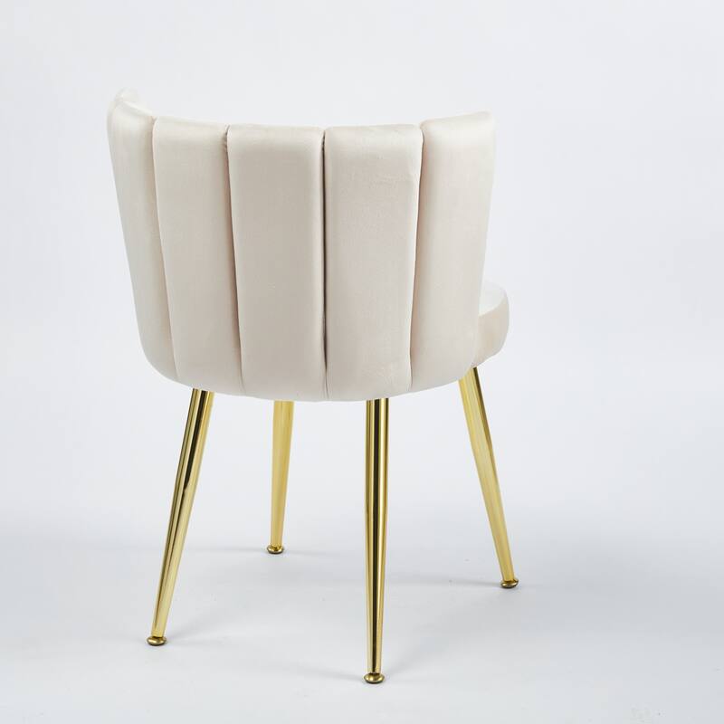 Modern Velvet Dining Chair Set of 2, with Iron Tube Golden Legs and Comfortable Backrest