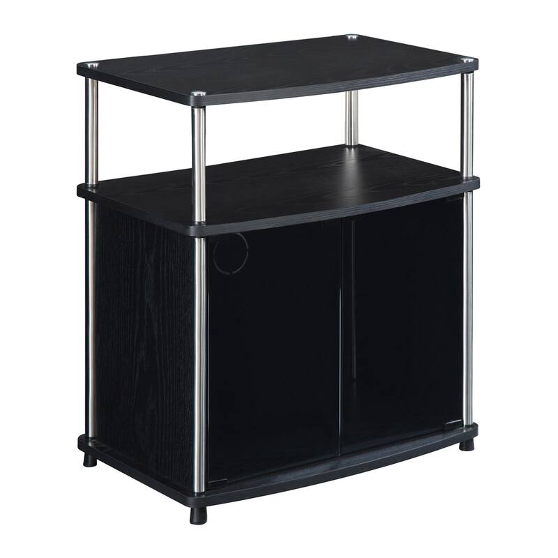 Convenience Concepts Designs2Go TV Stand with Black Glass Storage Cabinet and Shelf for TVs up to 26 Inches - Black