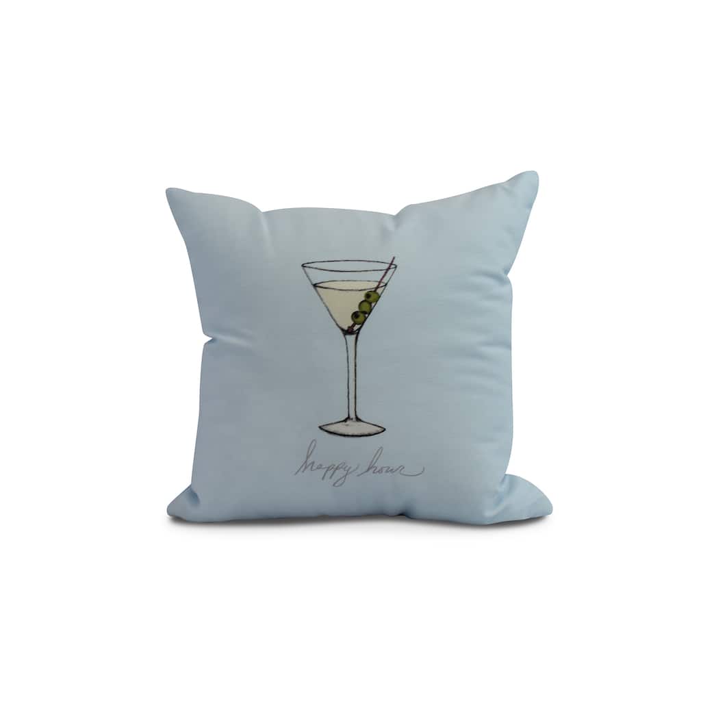 20 x 20 inch Martini Glass Happy Hour Geometric Print Pillow