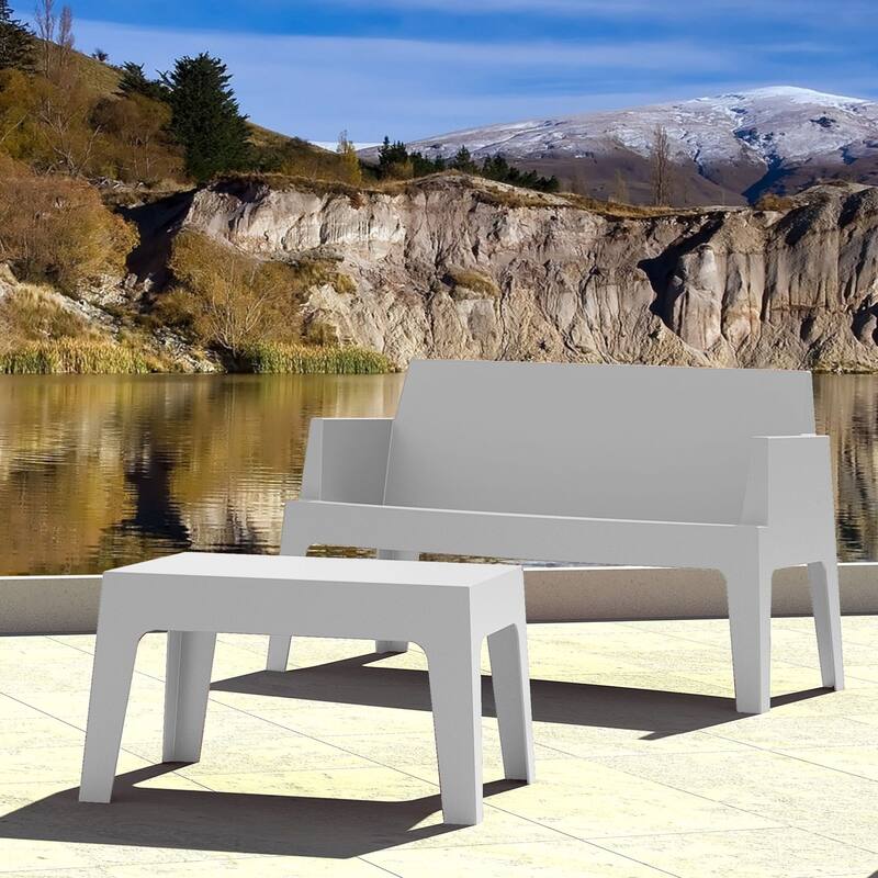 27.5" Silver Stackable Outdoor Patio Coffee Table