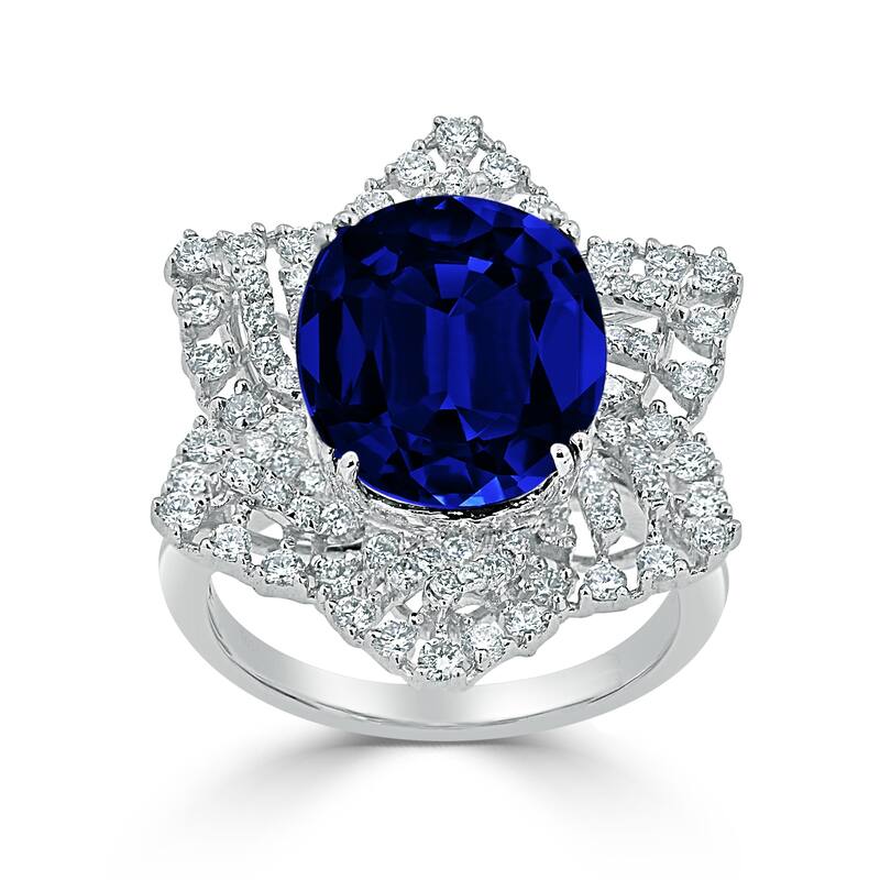 Auriya 18k Gold 10 3/8ct Pear-cut Sapphire Sunburst Diamond Engagement Ring 1ct TDW