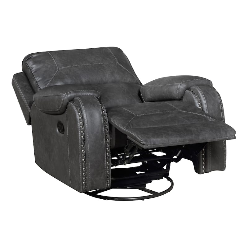 Ashton 40.5" Faux Leather Swivel Glider Recliner - 360-Degree Swivel