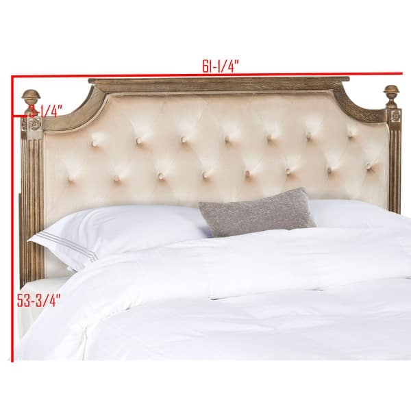 SAFAVIEH Bedding Rustic Wood Beige Tufted Velvet Queen Headboard - Beige / Rustic Oak