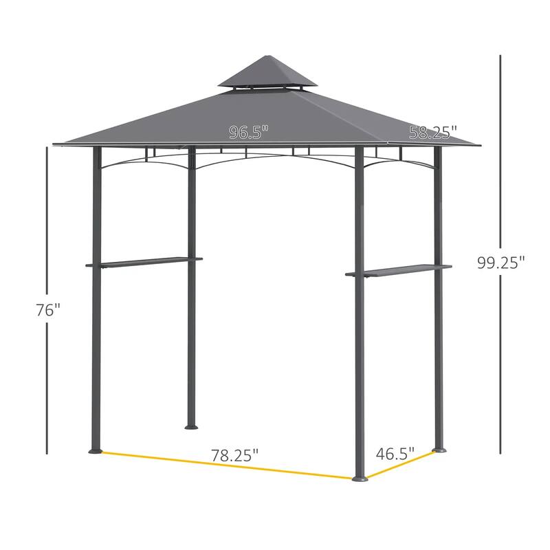 8' x 5' Grill Gazebo Outdoor BBQ Canopy for Patio Yard Garden